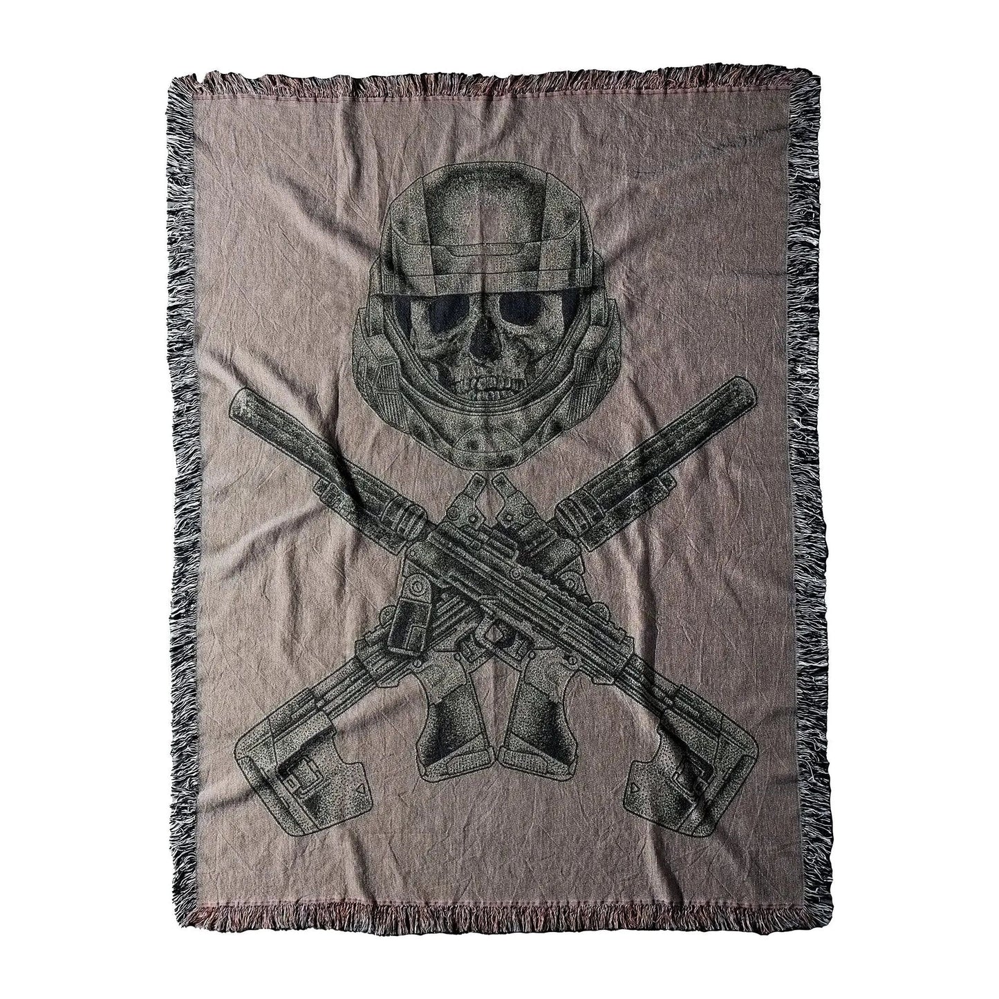 NO QUARTER (Woven Blanket) (Green/Tan) Threat Llama