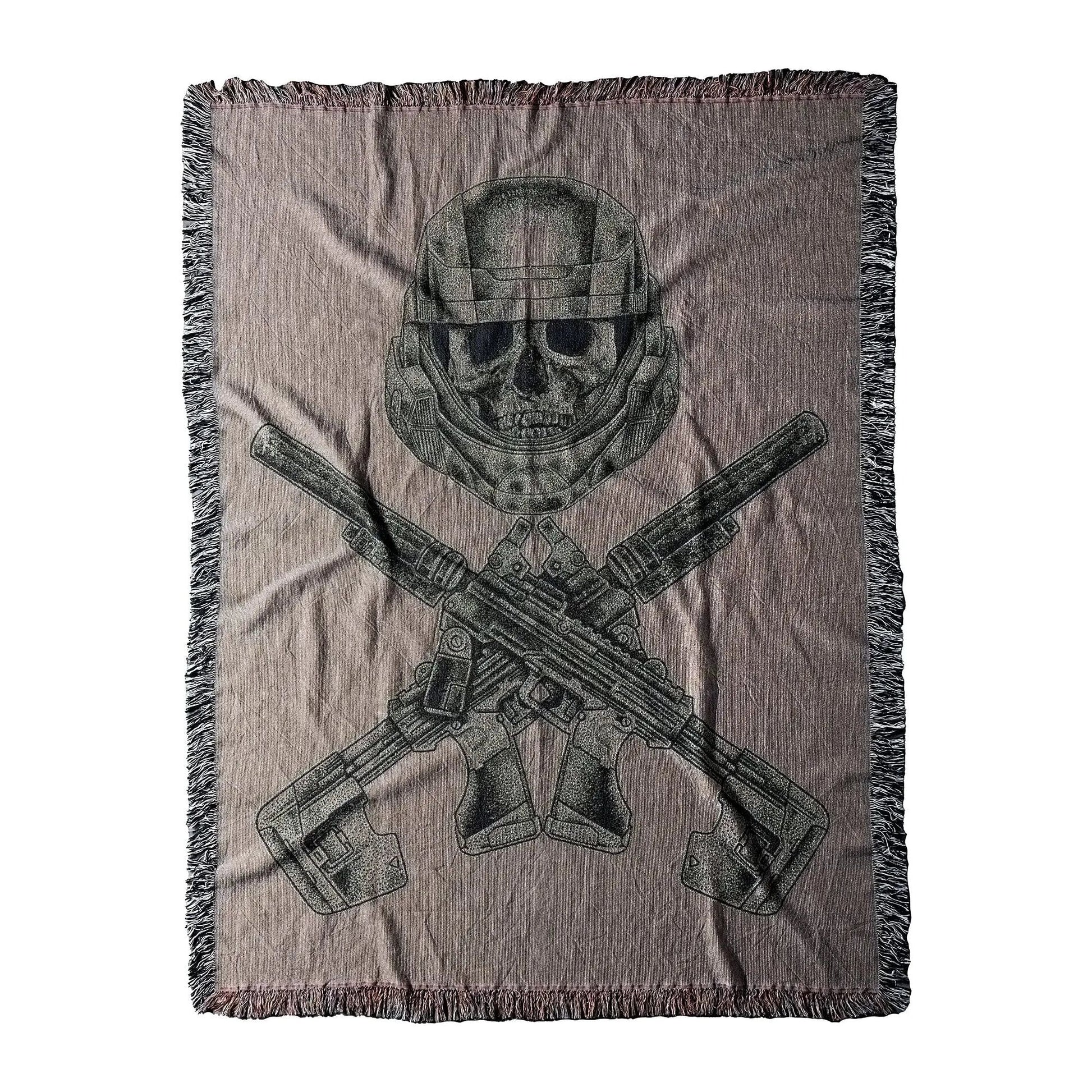 NO QUARTER (Woven Blanket) (Green/Tan) Threat Llama