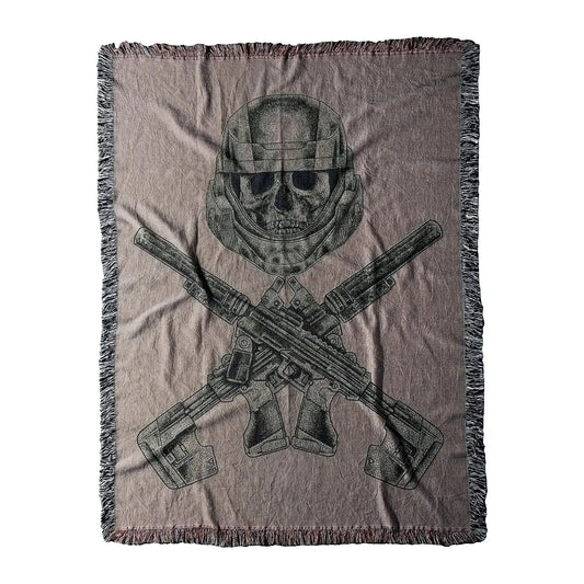 NO QUARTER (Woven Blanket) (Green/Tan) Threat Llama